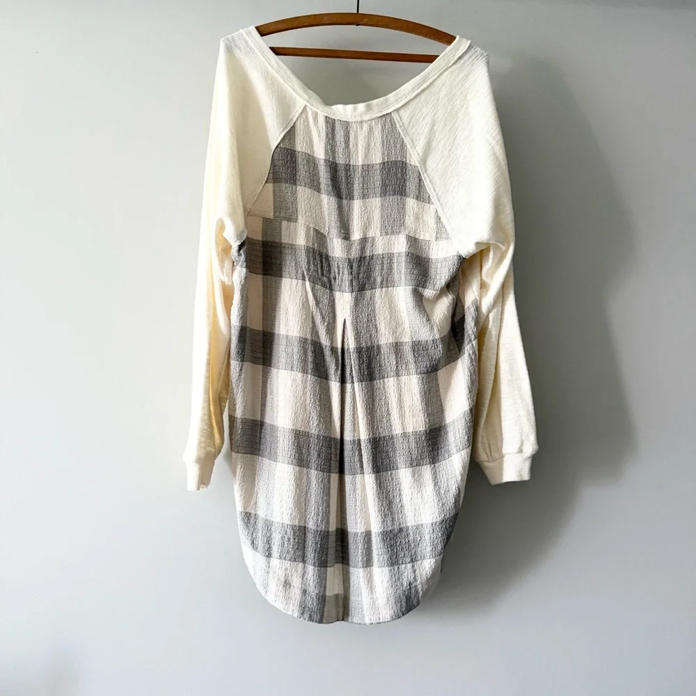 NWT Anthropologie Pilcro Tunic Top Oversized Plaid Long Sleeve Boho‎ Size S